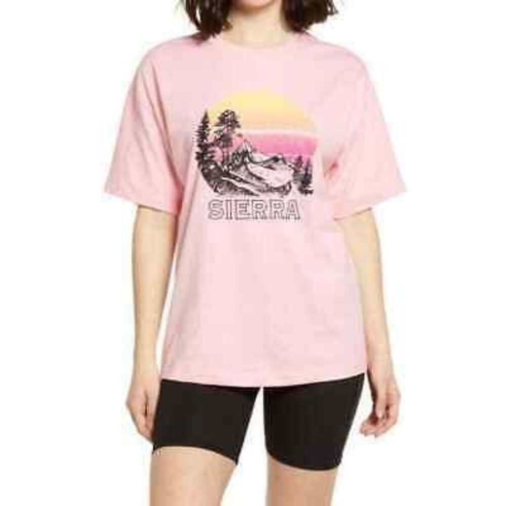 BP Sierra Graphic T-Shirt XS Short Sleeve Cotton Blend Pink Candy NEW Tag B18